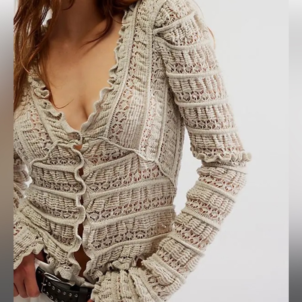 Free People Wild Roses Knit Cardigan